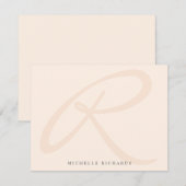 Whisper Pink Elegant Minimalist Monogram en naam Notitiekaartje (Voorkant / Achterkant)