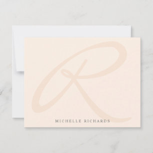 Whisper Pink Elegant Minimalist Monogram en naam Notitiekaartje