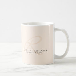 Whisper Pink Elegant Minimalist Monogram Koffiemok