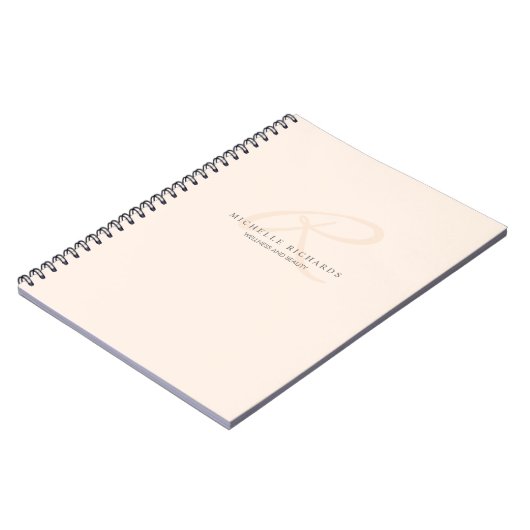 Whisper Pink Elegant Minimalist Monogram Notitieboek (Linkerzijde)