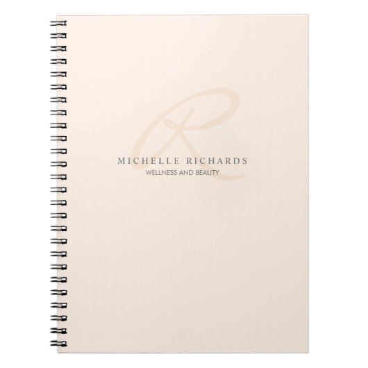 Whisper Pink Elegant Minimalist Monogram Notitieboek (Voorkant)