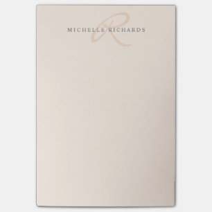 Whisper Pink Elegant Minimalist Monogram Post-it® Notes
