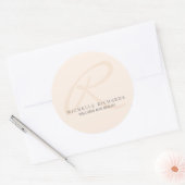 Whisper Pink Elegant Minimalist Monogram Ronde Sticker (Envelop)