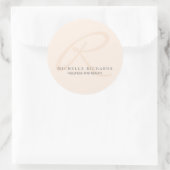 Whisper Pink Elegant Minimalist Monogram Ronde Sticker (Tas)
