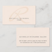 Whisper Pink Elegant Minimalist Monogram Visitekaartje (Voorkant / Achterkant)