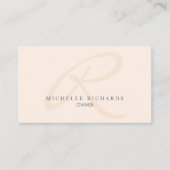 Whisper Pink Elegant Minimalist Monogram Visitekaartje (Voorkant)