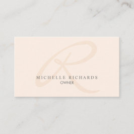 Whisper Pink Elegant Minimalist Monogram Visitekaartje