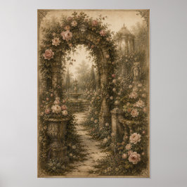 Whisper Rose Arbor Vintage Garden Wall Art Poster