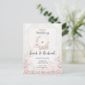 Whisper Soft Pink Floral Romantic Garden Wedding Briefkaart (Staand voorkant)