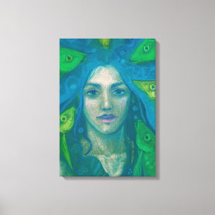 Whisper, Zeemeervis Surreal Fantasy Art Painting Canvas Afdruk