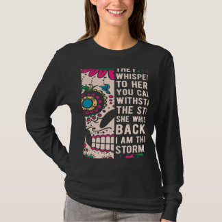 Whispered Back Strong Women Pride Flower Skull T-shirt