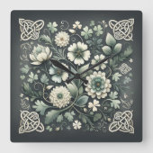 Whispered Clover Knotwork Garden Vierkante Klok (Voorkant)