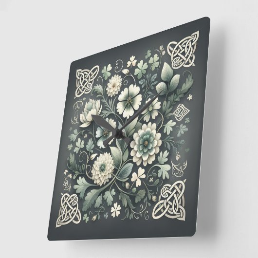 Whispered Clover Knotwork Garden Vierkante Klok (Hoek)