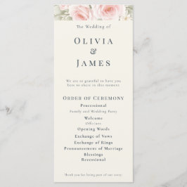 Whispered Petals Elegant Minimalist Wedding  Programmakaart