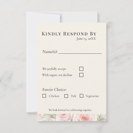 Whispered Petals Elegant Minimalist Wedding RSVP Kaartje (Voorkant)