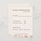 Whispered Petals Elegant Minimalist Wedding RSVP Kaartje (Voorkant / Achterkant)