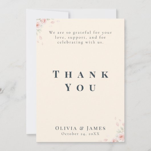 Whispered Petals Minimalist Elegant  Bedankkaart (Voorkant)