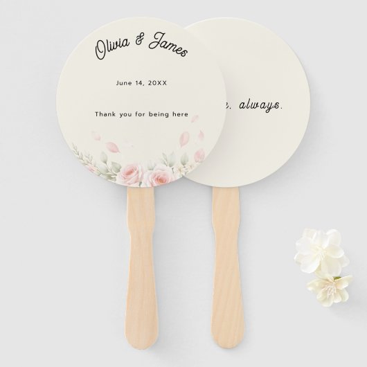 Whispered Petals Round Elegant Minimalist Wedding Handwaaier (Voorkant en achterkant)