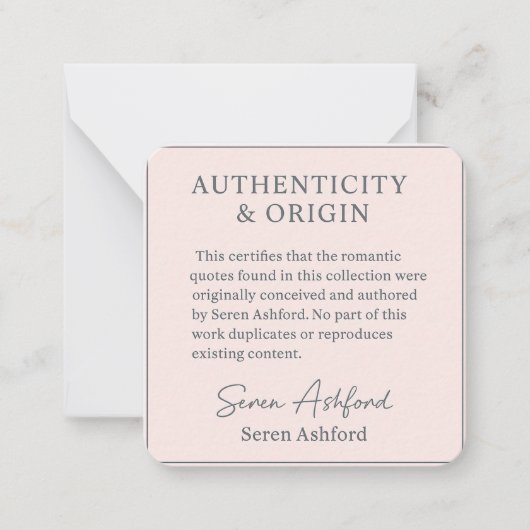 Whispered words- Volume 1_ AUTHENTICITY & ORIGIN  Notitiekaartje (Voorkant)
