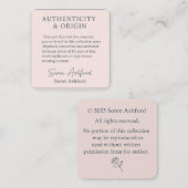 Whispered words- Volume 1_ AUTHENTICITY & ORIGIN  Notitiekaartje (Voorkant / Achterkant)