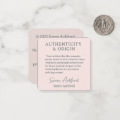 Whispered words- Volume 1_ AUTHENTICITY & ORIGIN  Notitiekaartje (Voorkant / Achterkant in situ)