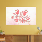 Whispering Bloom – Delicate Rode Bloem op Zachte T Canvas Afdruk (Insitu (Woonkamer))