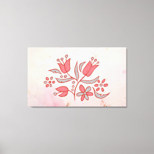Whispering Bloom – Delicate Rode Bloem op Zachte T Canvas Afdruk