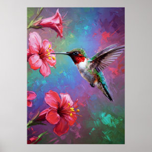 Whispering Blooms: Hummingbird Melody Poster
