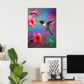 Whispering Blooms: Hummingbird Melody Poster (Thuiskantoor)