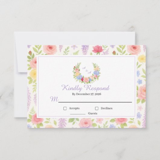 Whispering Blooms RSVP Kaartje (Voorkant)