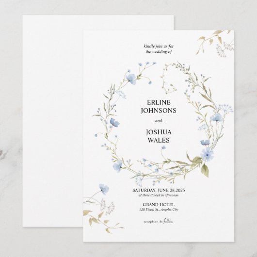 Whispering Blossoms Huwelijksuitnodiging Kaart (Voorkant / Achterkant)