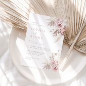 Whispering Blush Garden Wedding Invitation Kaart