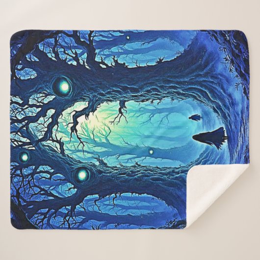 Whispering Bossen Dark Fantasy Sherpa Deken (Voorkant (horizontaal))