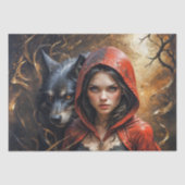 Whispering Bossen - Kleine rode en zwarte wolf Tissuepapier (Voorkant)