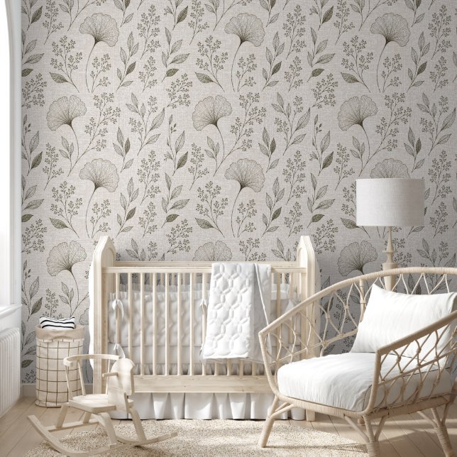 Whispering Botanicals  Olijf Botanische Bloem  Behang (Kinderen)