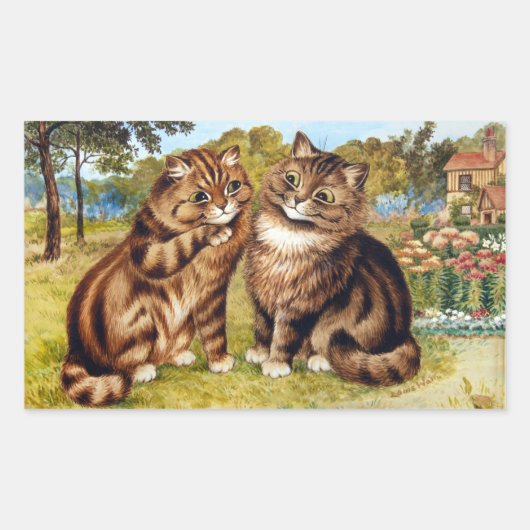 Whispering Cat, Louis Wain Rechthoekige Sticker (Voorkant)