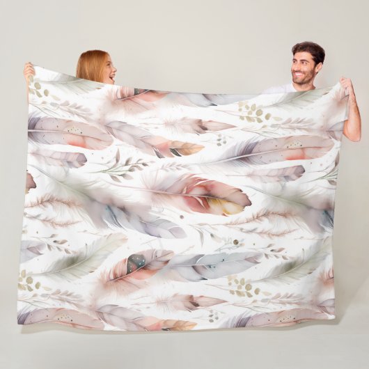 Whispering Feathers - Elegante Natuur geïnspireerd Fleece Deken (In situ)