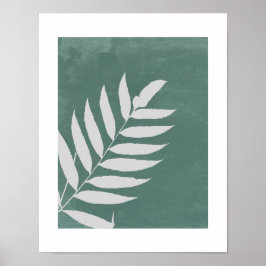 "Whispering Fern" - een minimalistisch wit varenbl Poster