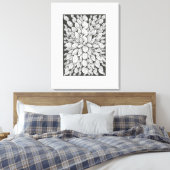Whispering Leaves: Minimal Black & White Doodle Canvas Afdruk (Insitu (Slaapkamer))