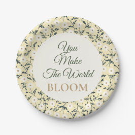 Whispering Meadow - Boter Geel Bloemenborder Papieren Bordje