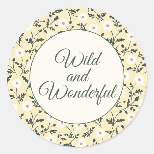 Whispering Meadow - Boter Geel Bloemenborder Ronde Sticker (Voorkant)