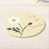 Whispering Meadow - Butter Yellow Daisy Accent Ronde Kartonnen Onderzetter (Gebogen)