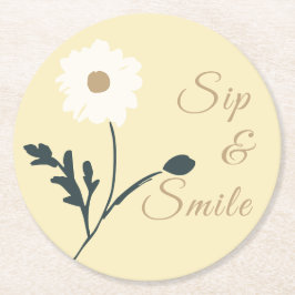 Whispering Meadow - Butter Yellow Daisy Accent Ronde Kartonnen Onderzetter