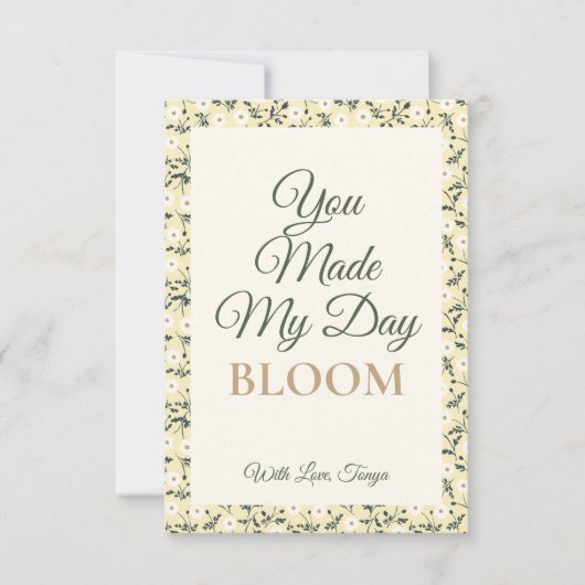 Whispering Meadow - Butter Yellow Floral Border Bedankkaart (Voorkant)