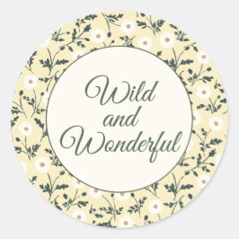 Whispering Meadow - Butter Yellow Floral Border Ronde Sticker