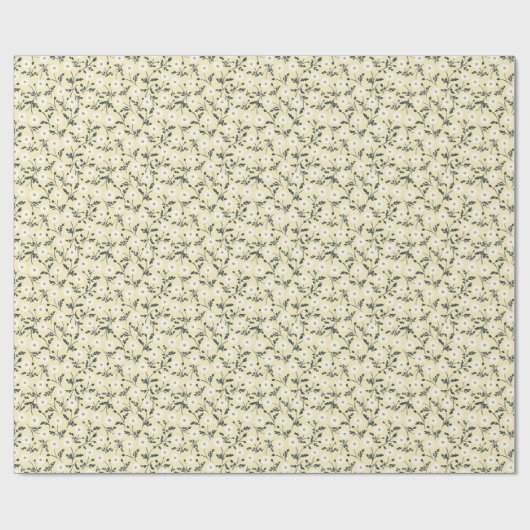 Whispering Meadow - Butter Yellow Floral Pattern Cadeaupapier (Vlak)