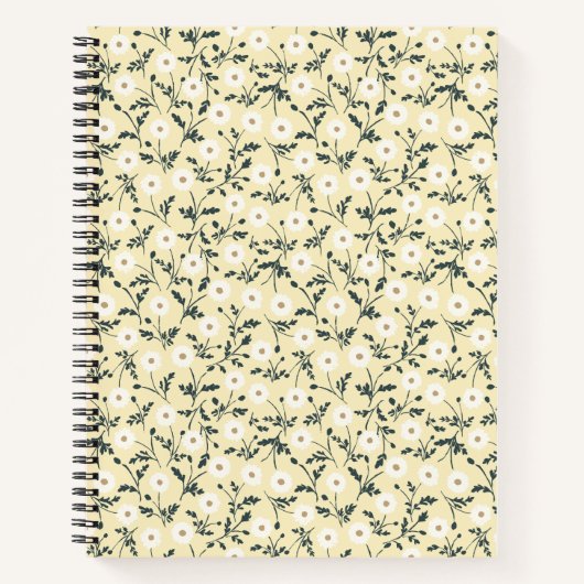 Whispering Meadow - Butter Yellow Floral Pattern Notitieboek (Voorkant)