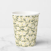 Whispering Meadow - Butter Yellow Floral Pattern Papieren Bekers (Achterkant)