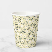 Whispering Meadow - Butter Yellow Floral Pattern Papieren Bekers (Links)