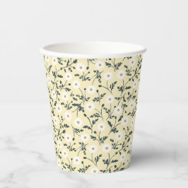 Whispering Meadow - Butter Yellow Floral Pattern Papieren Bekers
